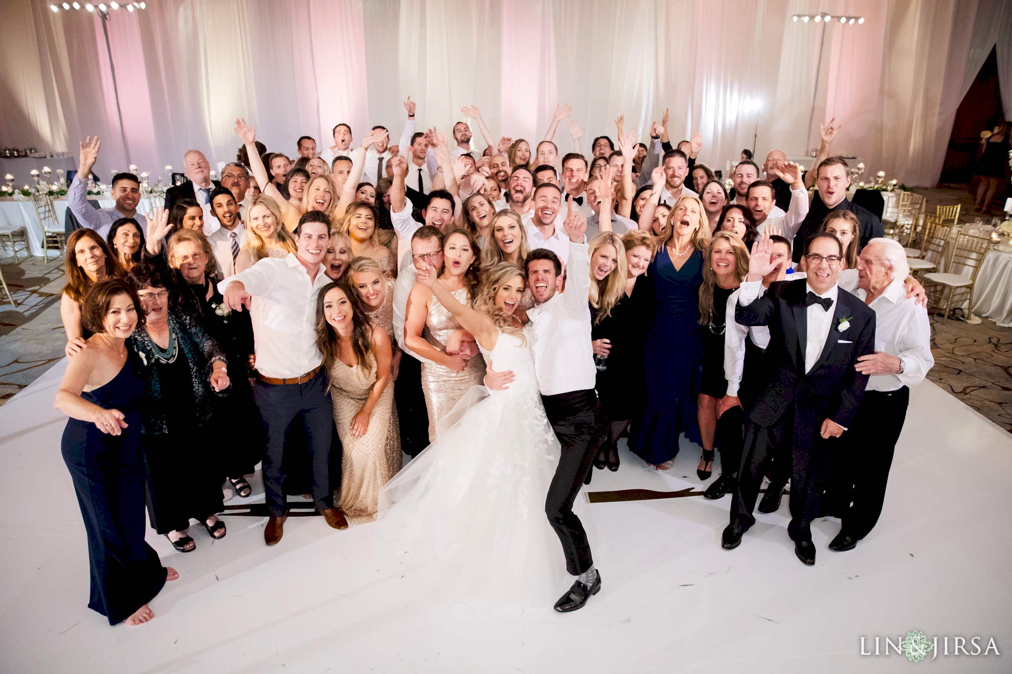 balboa bay wedding newport photography group shot