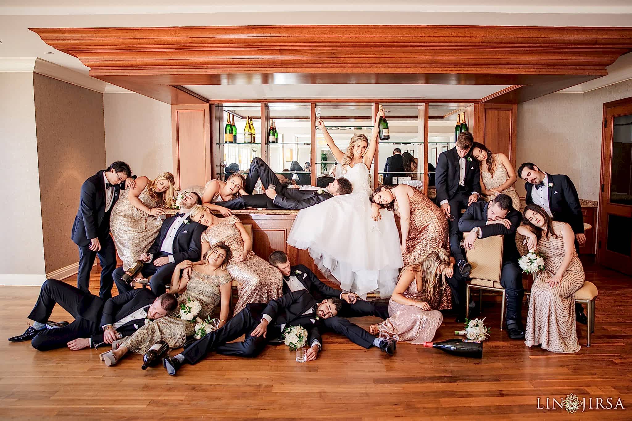 balboa bay wedding newport photography passed out funny