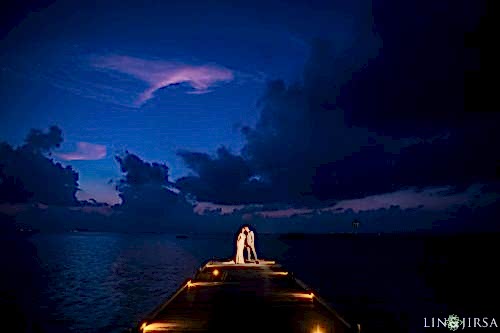 blue hour wedding photo maldives