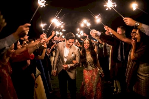 evening sparkler shot