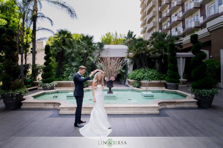 four seasons los angeles at beverly hills wedding photographer couple