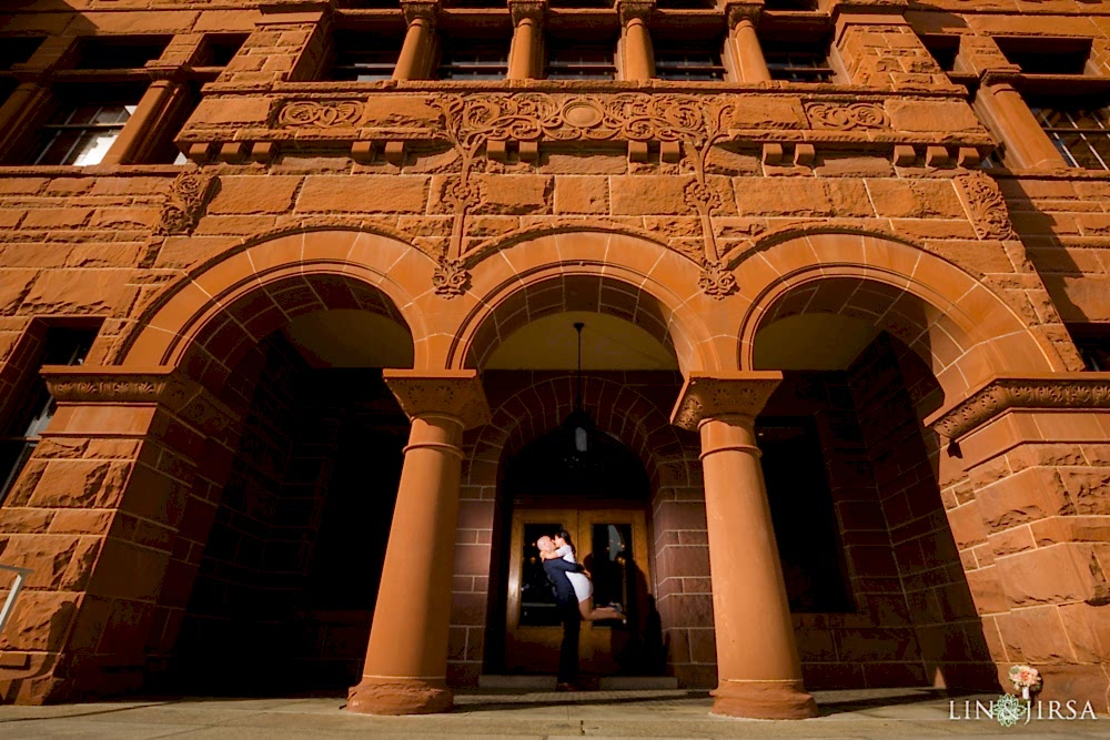 santa ana old orange county courthouse wedding couple