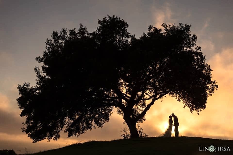 silhouette wedding photography sunset